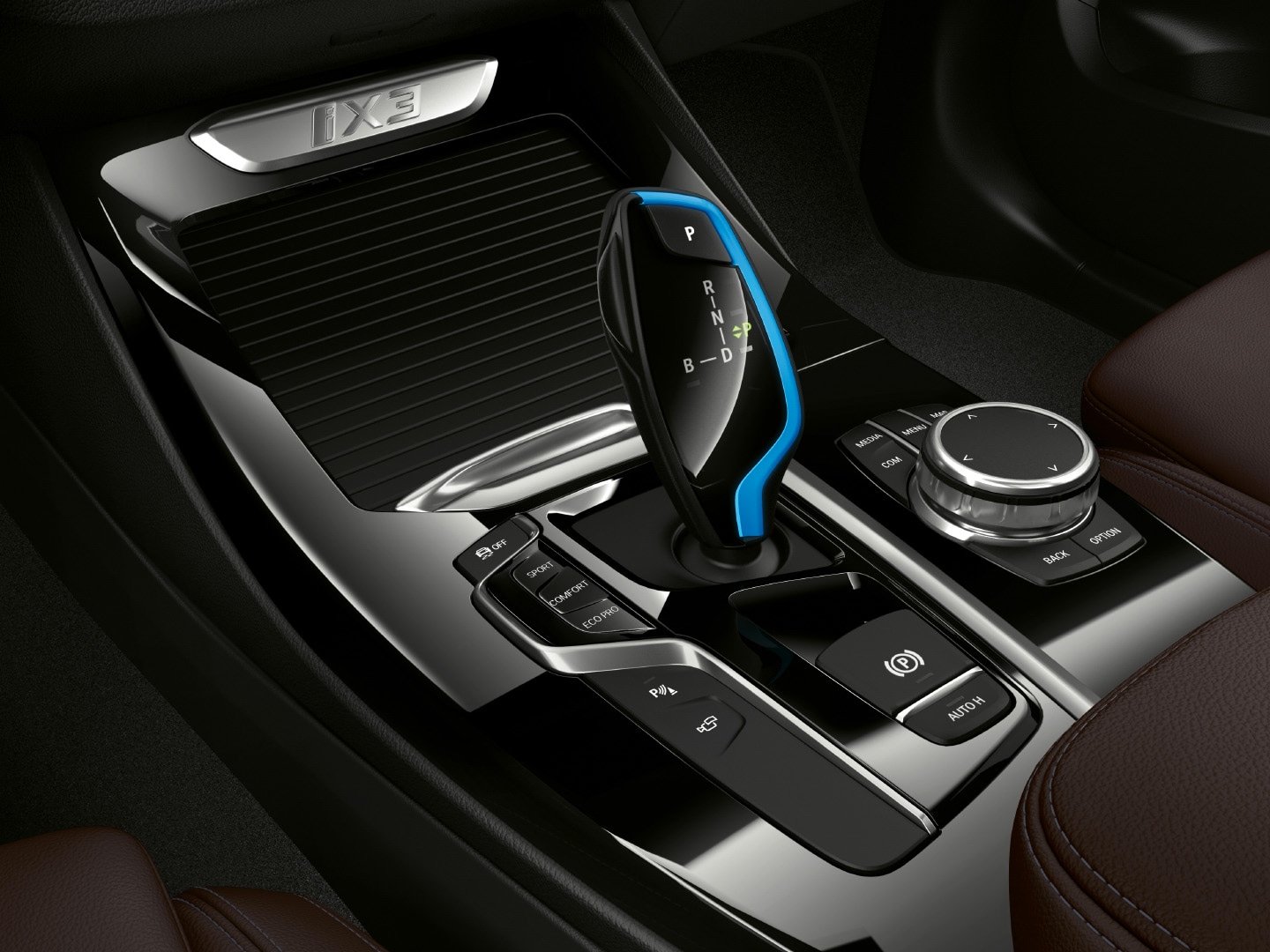 BMW iX3 BMW central console BMW i blue highlight