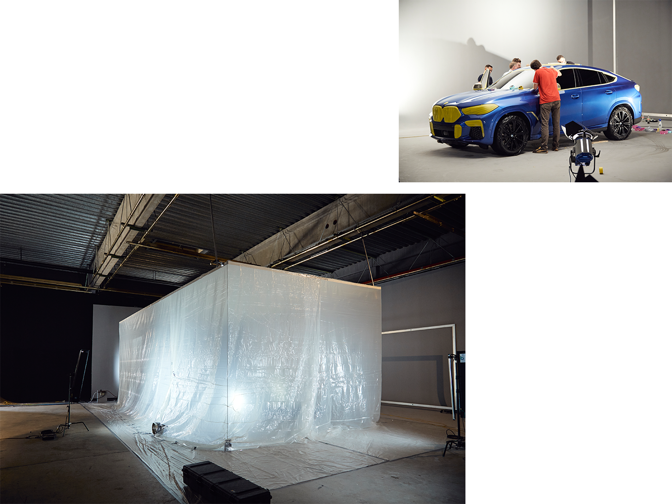 BMW X6 Vantablack car makeshift paint booth